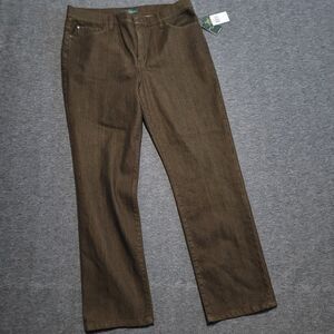 NEW Lauren Ralph Lauren LRL size 14 slimming fit jeans brown denim